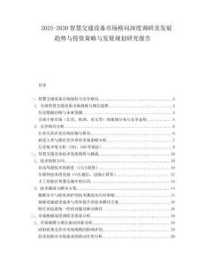 2025-2030智慧交通設(shè)備市場格局深度調(diào)研及發(fā)展趨勢與投資策略與發(fā)展規(guī)劃研究報(bào)告