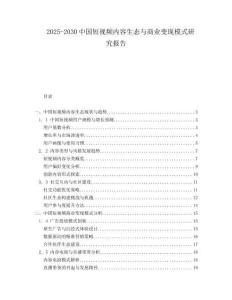 2025-2030中國(guó)短視頻內(nèi)容生態(tài)與商業(yè)變現(xiàn)模式研究報(bào)告