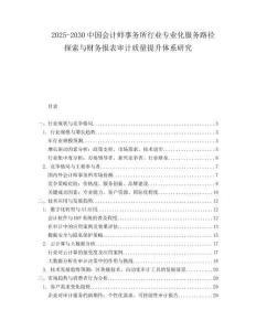 2025-2030中國會計師事務所行業專業化服務路徑探索與財務報表審計質量提升體系研究