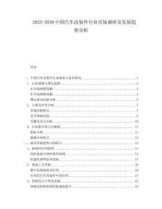 2025-2030中國汽車改裝件行業(yè)市場調(diào)研及發(fā)展趨勢分析