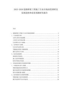 2025-2030道路橋梁工程施工行業(yè)市場深度調(diào)研及發(fā)展趨勢和前景預(yù)測研究報告