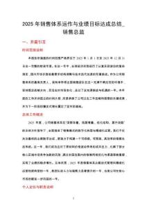 2025年銷售體系運(yùn)作與業(yè)績(jī)目標(biāo)達(dá)成總結(jié)_銷售總監(jiān)