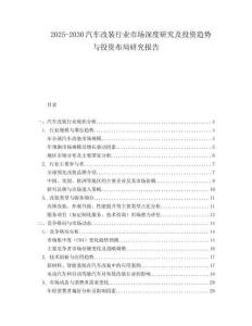 2025-2030汽車改裝行業市場深度研究及投資趨勢與投資布局研究報告