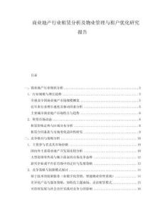 商業(yè)地產(chǎn)行業(yè)租賃分析及物業(yè)管理與租戶優(yōu)化研究報(bào)告