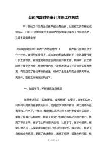 公司內部財務審計年終工作總結