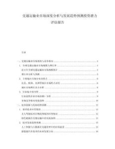 交通運(yùn)輸業(yè)市場(chǎng)深度分析與發(fā)展趨勢(shì)預(yù)測(cè)投資潛力評(píng)估報(bào)告