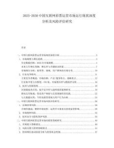 2025-2030中國互聯網彩票運營市場運行現狀深度分析及風險評估研究