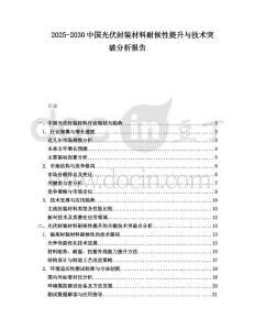 2025-2030中國光伏封裝材料耐候性提升與技術突破分析報告