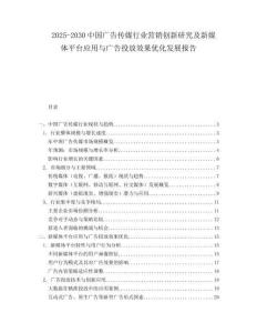2025-2030中國廣告傳媒行業營銷創新研究及新媒體平臺應用與廣告投放效果優化發展報告