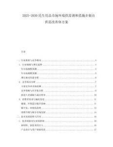 2025-2030民生用品市場(chǎng)環(huán)境供需調(diào)和措施并做出供需改善體方案
