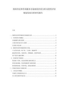 保險經紀和咨詢服務市場現狀供需分析及投資評估規劃發展分析研究報告
