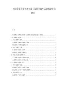 保險資金投資管理創新與保險科技生態鏈構建分析報告