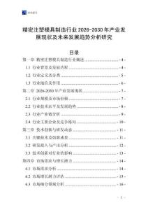 精密注塑模具制造行业2026-2030年产业发展现状及未来发展趋势分析研究