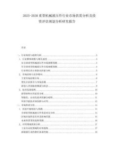 2025-2030重型機械液壓件行業市場供需分析及投資評估規劃分析研究報告