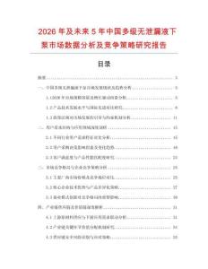 2026年及未来5年中国多级无泄漏液下泵市场数据分析及竞争策略研究报告