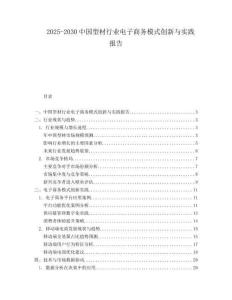 2025-2030中國型材行業電子商務模式創新與實踐報告