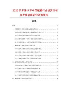 2026及未來(lái)5年中國(guó)被褥行業(yè)投資分析及發(fā)展戰(zhàn)略研究咨詢報(bào)告