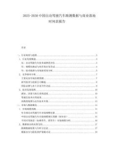 2025-2030中國自動駕駛汽車路測數據與商業落地時間表報告
