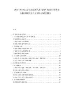 2025-2030江苏省新能源汽车电池厂行业市场供需分析及投资评估规划分析研究报告