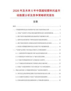 2026年及未來5年中國超輕塑料托盤市場數據分析及競爭策略研究報告