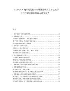 2025-2030城市规划行业市场深度研究及智慧城市与传统城市规划的联合研究报告