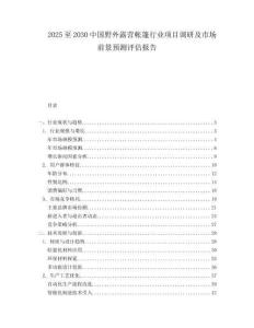 2025至2030中国野外露营帐篷行业项目调研及市场前景预测评估报告