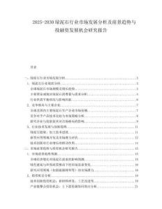 2025-2030綠泥石行業市場發展分析及前景趨勢與投融資發展機會研究報告