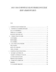 2025-2030全球网络安全技术市场现状分析及发展趋势与投融资研究报告