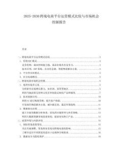 2025-2030跨境電商平臺運營模式比較與市場機會挖掘報告