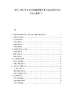 2025-2030鋰電池銅箔極薄化技術(shù)突破及設(shè)備更新需求分析報告