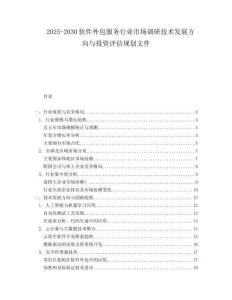 2025-2030軟件外包服務(wù)行業(yè)市場調(diào)研技術(shù)發(fā)展方向與投資評估規(guī)劃文件