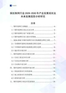 銅絲制網(wǎng)行業(yè)2026-2030年產(chǎn)業(yè)發(fā)展現(xiàn)狀及未來發(fā)展趨勢分析研究