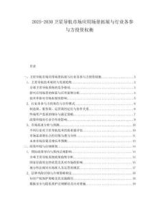 2025-2030衛(wèi)星導(dǎo)航市場應(yīng)用場景拓展與行業(yè)各參與方投資權(quán)衡