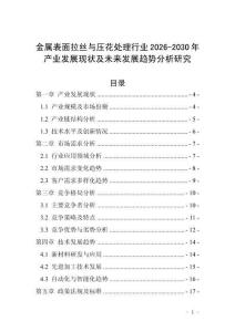 金屬表面拉絲與壓花處理行業(yè)2026-2030年產(chǎn)業(yè)發(fā)展現(xiàn)狀及未來發(fā)展趨勢分析研究