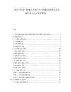 2025-2030中國建筑機械行業(yè)市場供需現(xiàn)狀及投資評估規(guī)劃分析研究報告