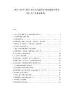 2025-2030中國汽車經銷商服務行業市場現狀供需分析及汽車金融業務