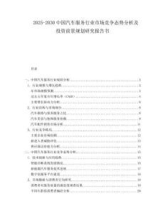 2025-2030中國汽車服務行業市場競爭態勢分析及投資前景規劃研究報告書