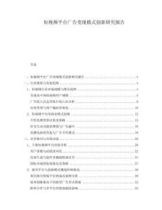 短視頻平臺廣告變現模式創新研究報告
