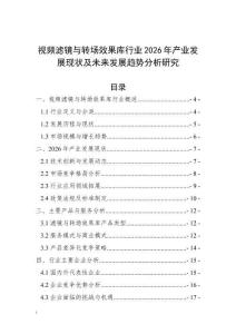 視頻濾鏡與轉場效果庫行業2026年產業發展現狀及未來發展趨勢分析研究