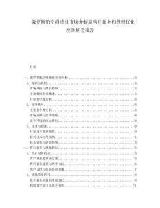 俄羅斯航空維修業(yè)市場(chǎng)分析及售后服務(wù)和投資優(yōu)化全新解讀報(bào)告