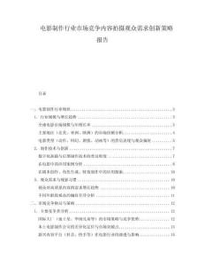 電影制作行業(yè)市場競爭內(nèi)容拍攝觀眾需求創(chuàng)新策略報告