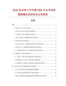 2026及未來5年中國DBE行業(yè)市場發(fā)展規(guī)模及投資機會分析報告