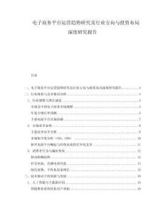 電子商務(wù)平臺運營趨勢研究及行業(yè)方向與投資布局深度研究報告