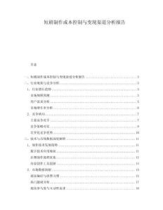 短劇制作成本控制與變現渠道分析報告