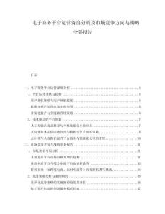 電子商務平臺運營深度分析及市場競爭方向與戰略全景報告
