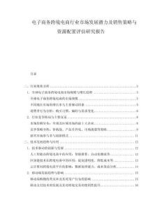 電子商務跨境電商行業市場發展潛力及銷售策略與資源配置評估研究報告