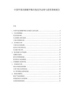 中國(guó)甲基丙烯酸甲酯市場(chǎng)競(jìng)爭(zhēng)態(tài)勢(shì)與投資策略報(bào)告