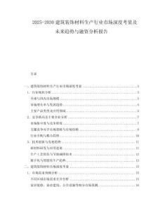 2025-2030建筑裝飾材料生產行業市場深度考量及未來趨勢與融資分析報告