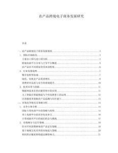 農(nóng)產(chǎn)品跨境電子商務(wù)發(fā)展研究