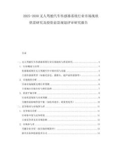 2025-2030無人駕駛汽車傳感器系統行業市場現狀供需研究及投資前景規劃評審研究報告